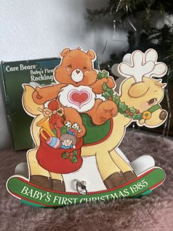 Vintage 1985 Care Bears Baby’s First Christmas Rocking Musical Decoration