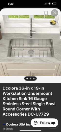 Dcolora 36x19 Undermount Stainless Steel Kitchen Sink
