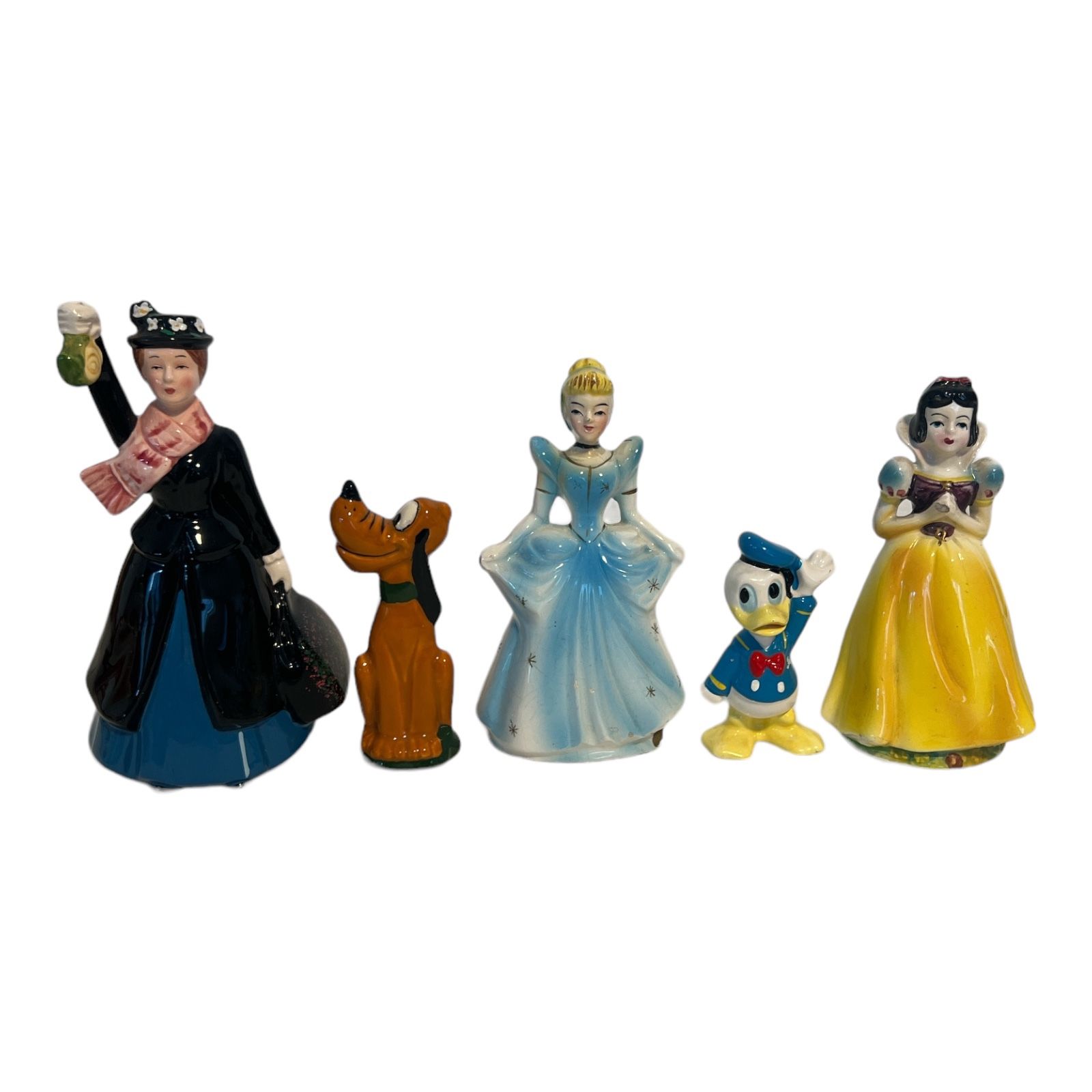 Disney Ceramic Lot Snow White Cinderella Pluto Donald Duck Mary Poppins Vintage