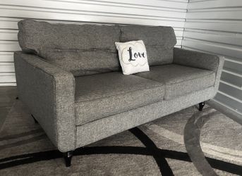 Nice Comfy XL Mid Mod Gray Wool Couch