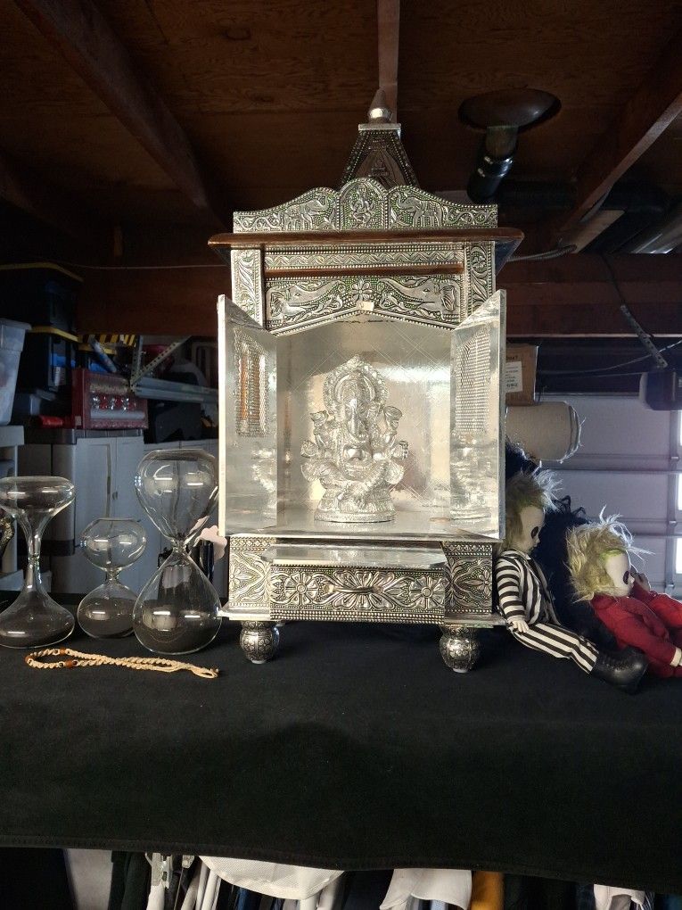 Very Pretty GANESH alter Cabinet M Has Drawer And Tray. Comes With Ganesha!