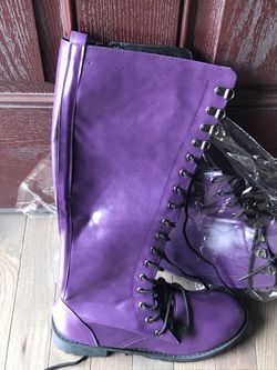 Purple Knee High Boots