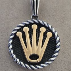 Rolex Crown Medallion Pendant - Silver