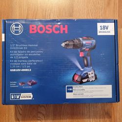 New Bosch 18v Brushless Cordless Hammer Drill Kit $75 Firm. Pickup Only