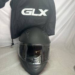 GLX GX11 Compact Full Face Medium Motorcycle Helmet Matte Black W/ Tinted Shield