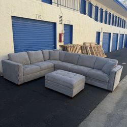 Selena Fabric Sectional with Storage Ottoman – Like New – Only $600