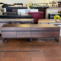 🔥Set of 2🔥Modern TV Stand for TVs up to 75 inch, Wood TV Entertainment Center TV Console with Storage Cabinets and Metal Base, Media TV Console for 