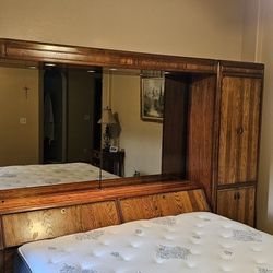 Solid Wood Chestnut King Size Headboard & Mattress