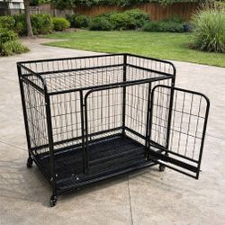  Heavy Duty Dog Crate on Wheels – Indoor & Outdoor Use – Lockable Door L30.7 × W18.9 × H26.0 in