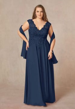 Elegant Dress with Chiffon Shawl