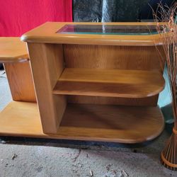 Wood Console Table  with Glass Top Insert