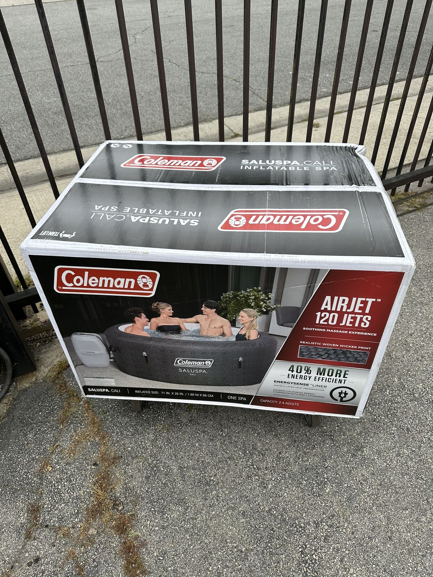 Coleman Cali AirJet 2-4 Person Inflatable Hot Tub Spa with EnergySense Liner