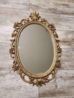 Vintage Ornate Gold Framed Syroco Wall Mirror Homco Hollywood Regency 60s