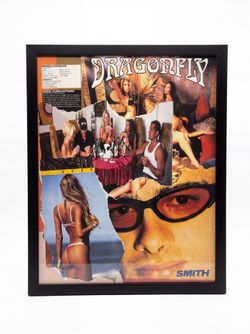 Vintage Surf Magazine Collage Art — DRAGONFLY — Handmade Framed
