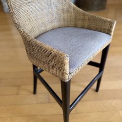 Gorgeous coastal Rattan Counter Stool with Seat Cushion- Set Of Three Stools