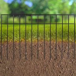 20×10Inch Animal Barrier Fence - 10-Pack No-Dig Garden Fence by Pure Garden (Black) - Pack of 10