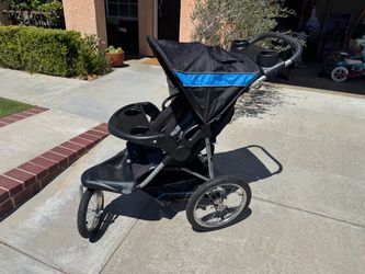 Three-Wheel Jogging Stroller Black and Blue foldable