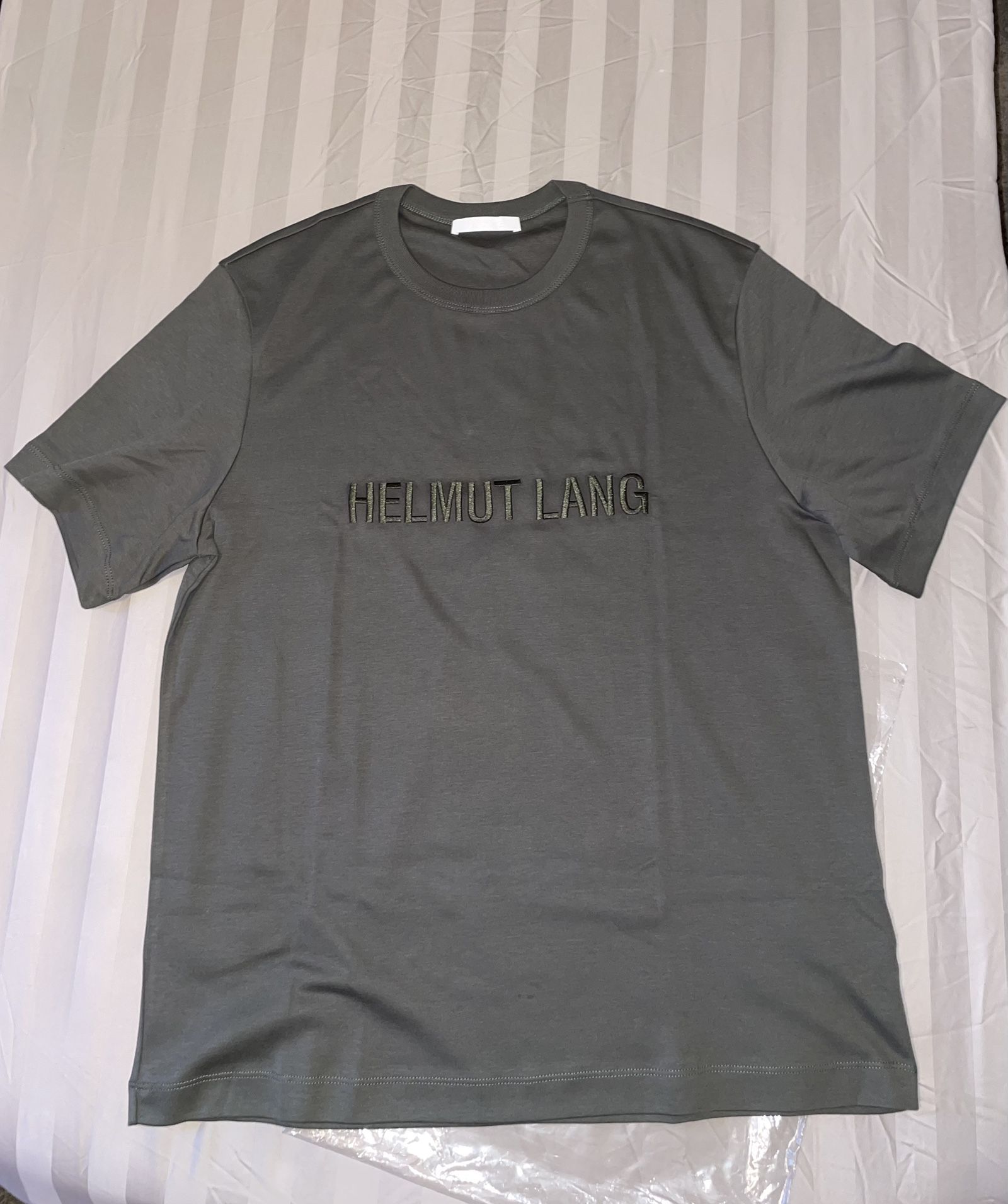 HELMUT LANG Gray Embroidered T-Shirt Small (Medium Fit)