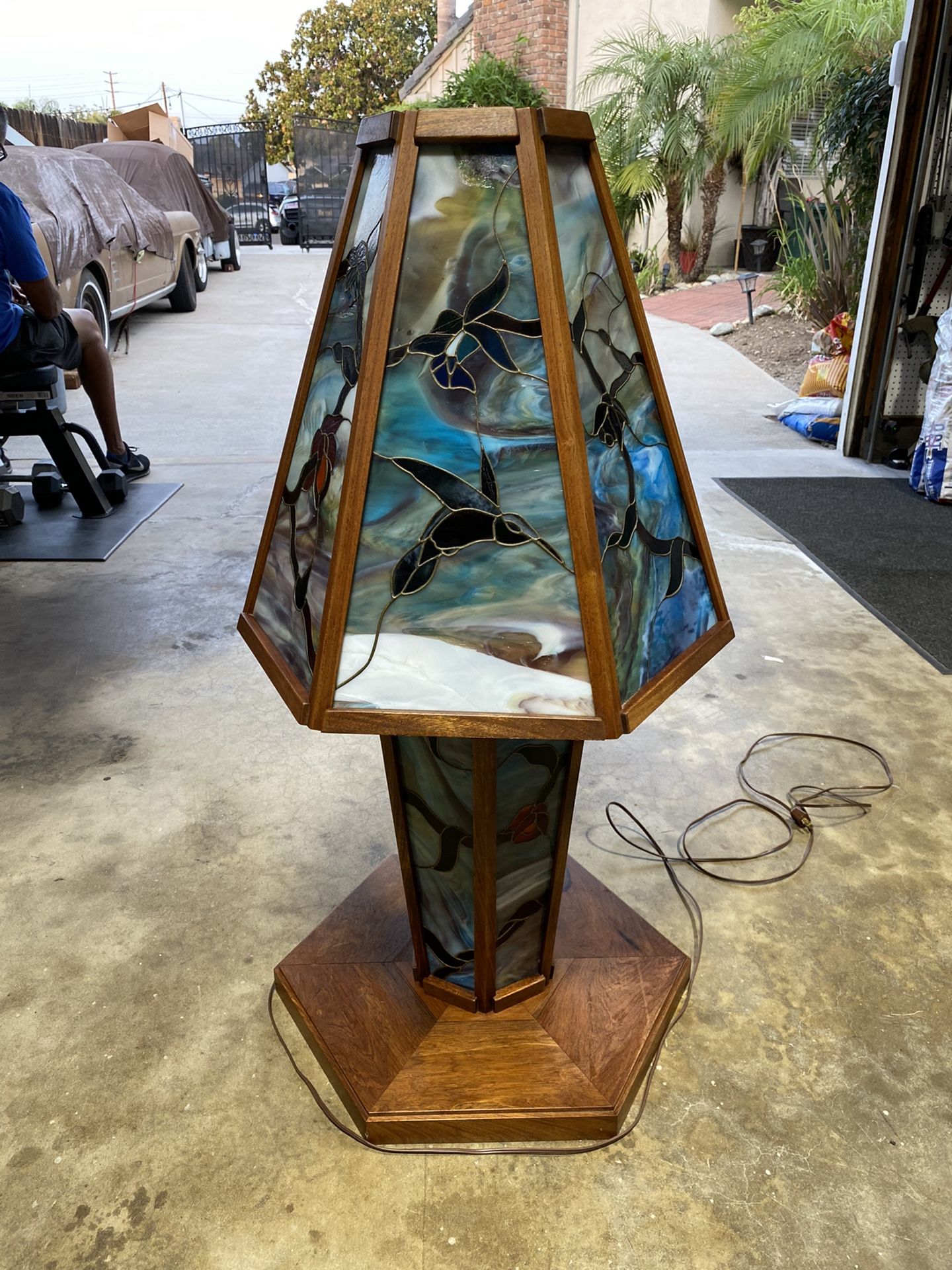 Mid Century Stained Glass Floor Lamp- RARE