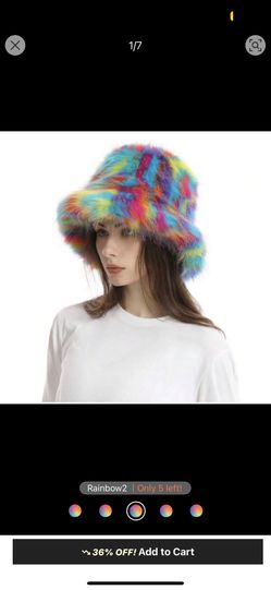 Rainbow Fur Hat 