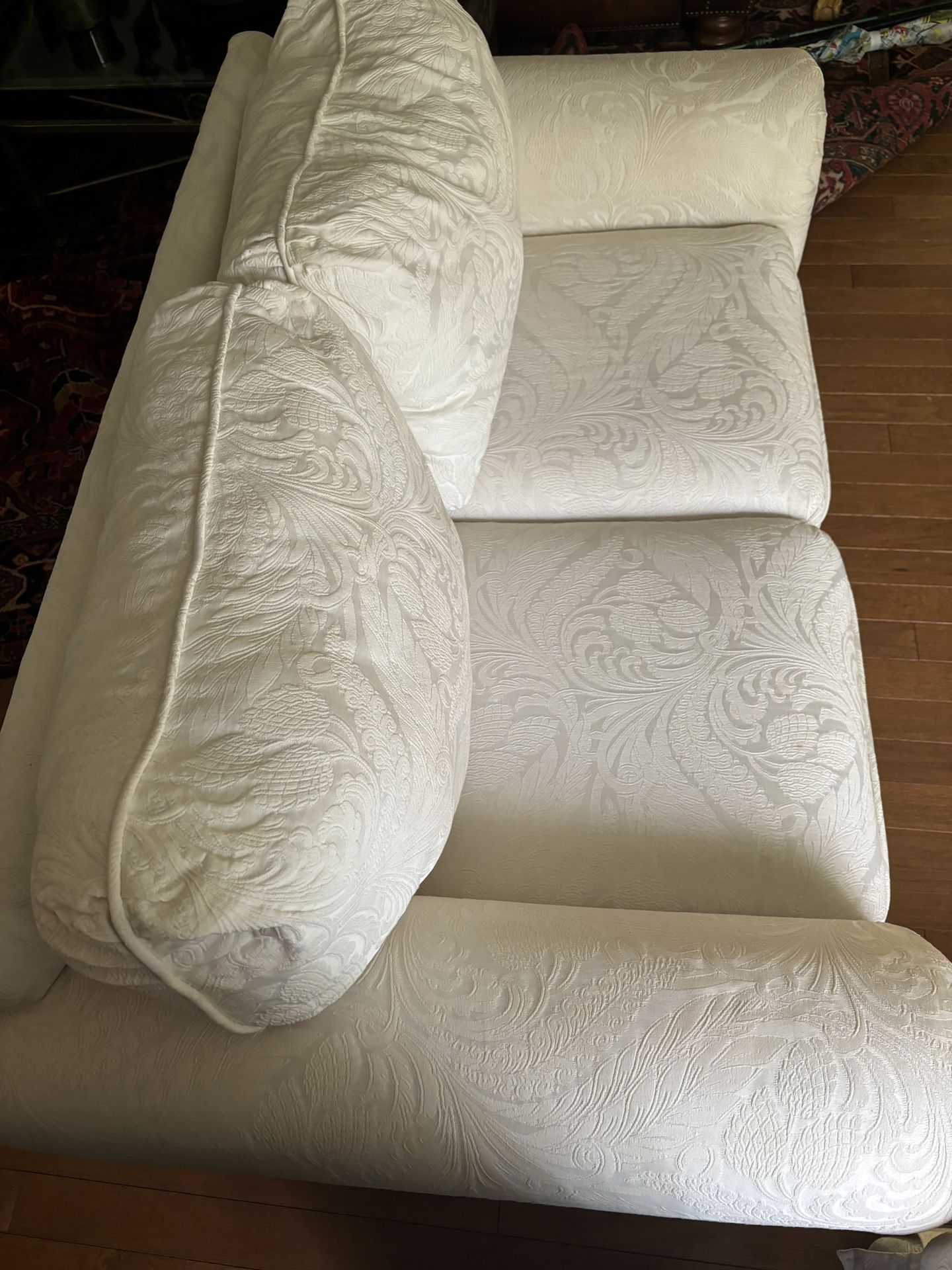 White Brocade Sofa Set 