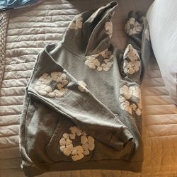 Grey Denim Tear Hoodie 