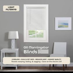 Cordless GII Morningstar 1" Light Filtering Mini Blind 28x64 - White 28"W x 64"H Pearl White