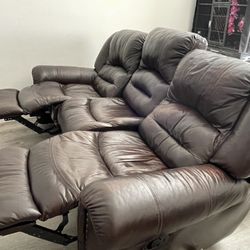 Reclinable Leather Couch Sofa