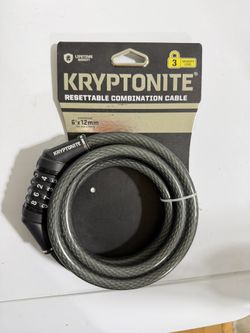 Kryptonite Resettable Combination Bike Lock Cable, 6ft. x 12mm Braided Steel Cable Anti-Theft Security Bicycle Lock with Keys for Outdoor Equipment, B