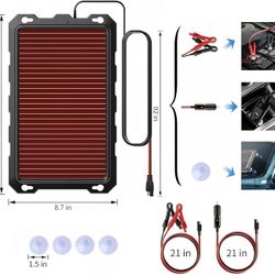 POWOXI 3.3W-Solar-Battery-Trickle-Charger-Maintainer -12V Portable Waterproof Solar Panel Trickle Charging Kit for Car New Open Box  