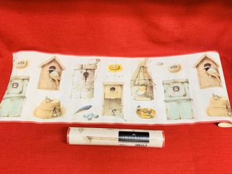 2-Wallpaper Border Rolls Birdhouses Nests 5-yard rolls 10 1/2” wide