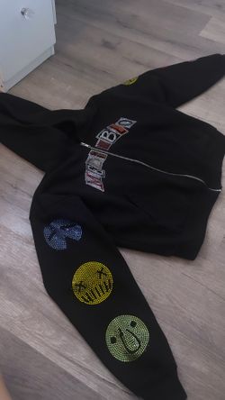 Mediablo Rhinestone Zip-Up Hoodie – Black – Y2K Streetwear