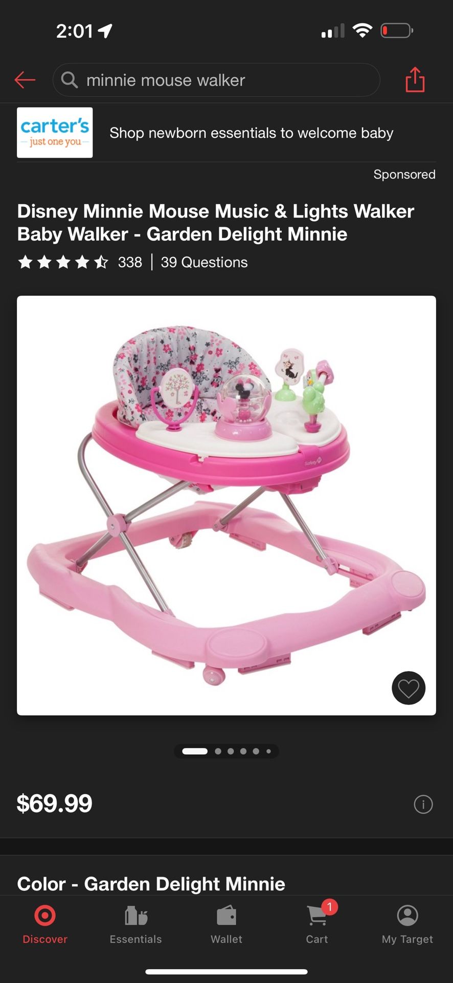 Minnie Mouse baby walker