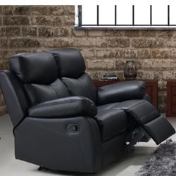 Black Faux Leather Recliner Loveseat