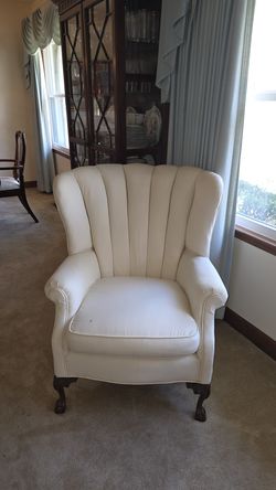 Channel-Tufted Shell Back Wingback Chair