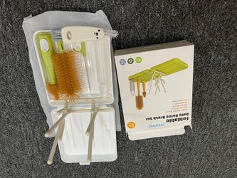 Bottle Cleaner Brush Set, 7 in 1 Bottle Brush Cleaner Baby, Home and Travel Bottle Brush Set Contain Bottle Brush, Nipple Brush, Straw Brush, Storage