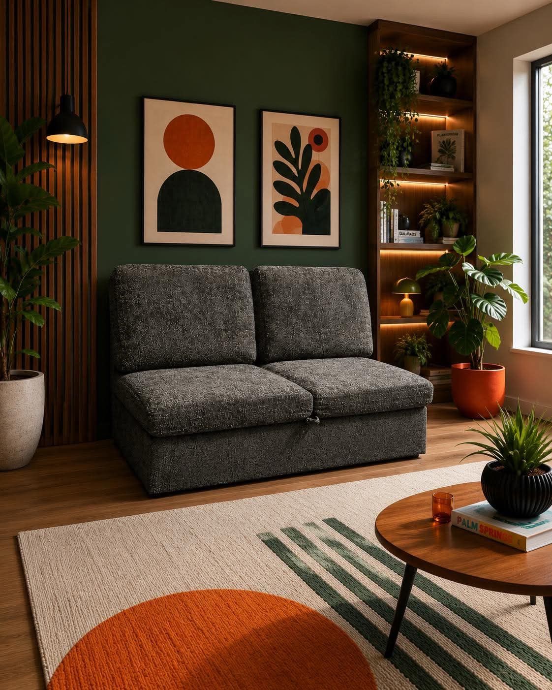 Gray Upholstered Small Sofa for Small Space