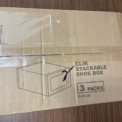 New in box Clik Stackable Shoe Storage Box Set Of 3
