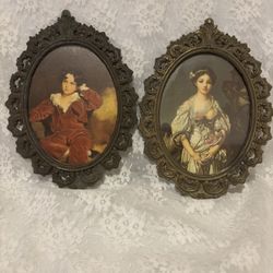 2 Vintage Victorian Style Wall Hangings