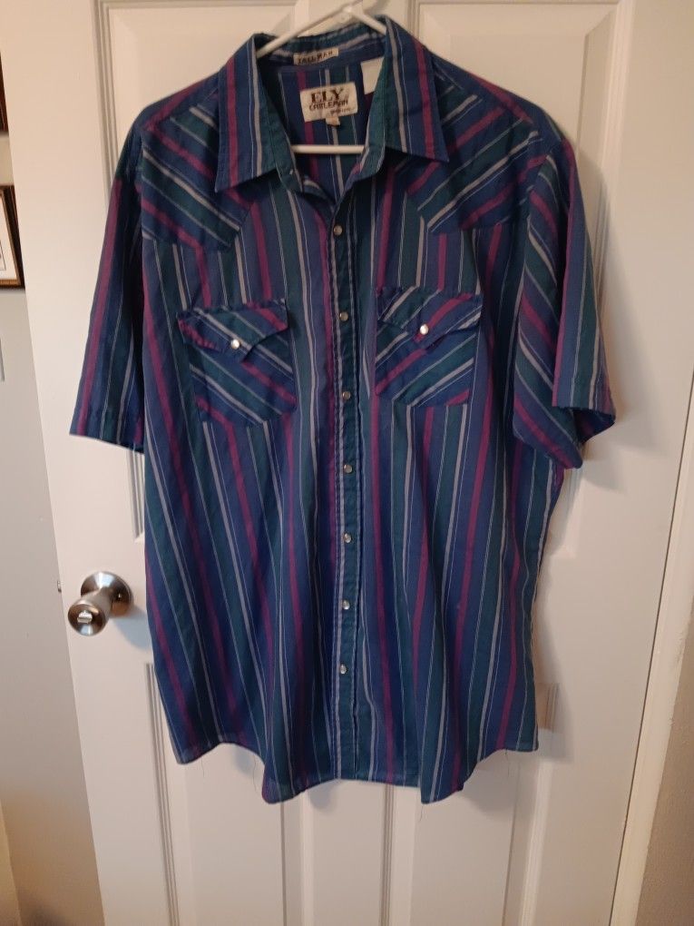 Vintage Ely Cattleman Pearl Snap Shirt Size Size Xl Tall