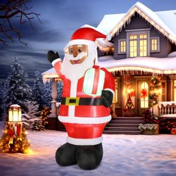7 ft Inflatable Black Santa Claus Outdoor Christmas with LED Easy to Install