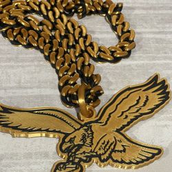 Eagles Gold And Black 3d Printed Cuban Chain