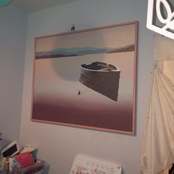 Large Wall Painting Of Boat Anchored
