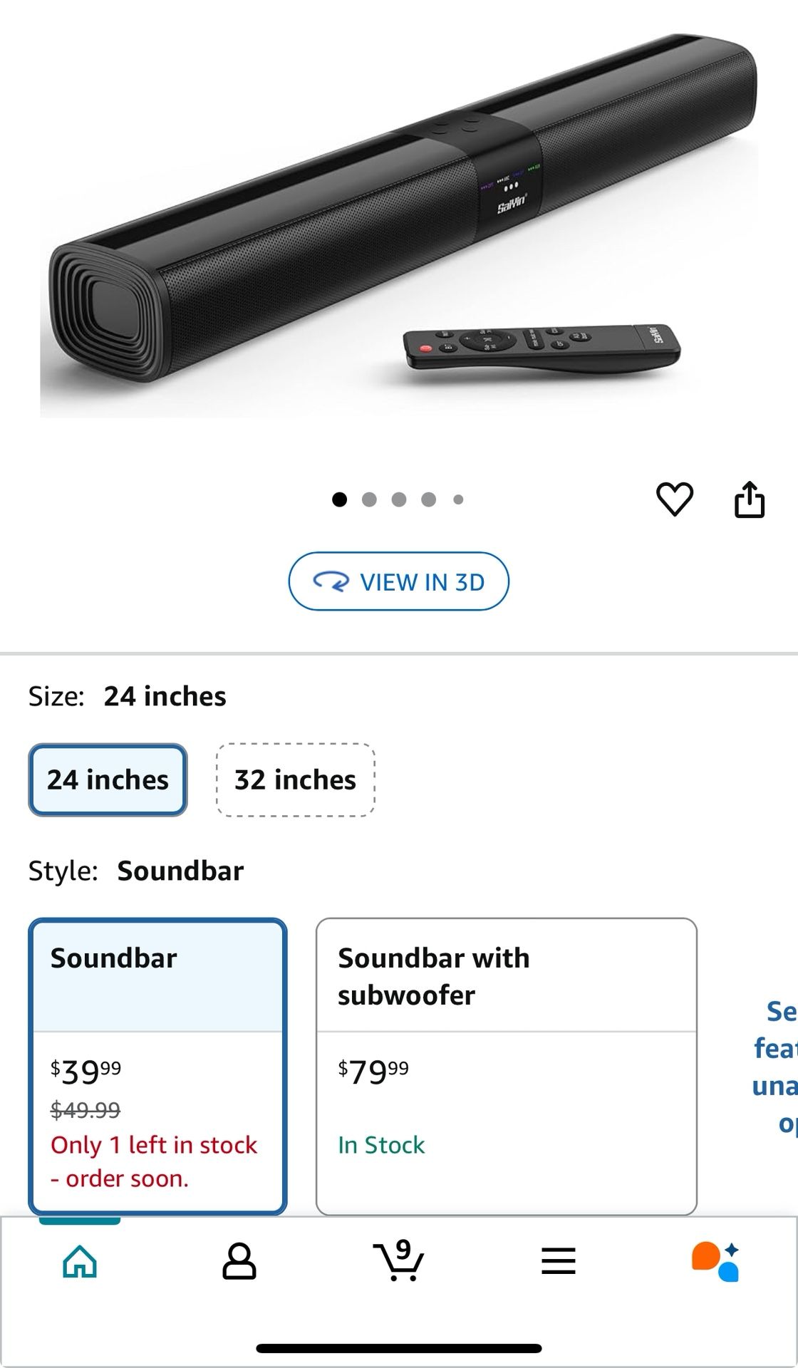 Sound Bars for TV, 24 Inches with HDMI(ARC), AUX and Bluetooth Inputs