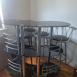 Bar Table  Set. ( Glass )