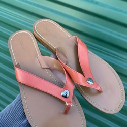 Coach Women’s Leather Thong Sandals Slides – Heart Logo Flip Flops
