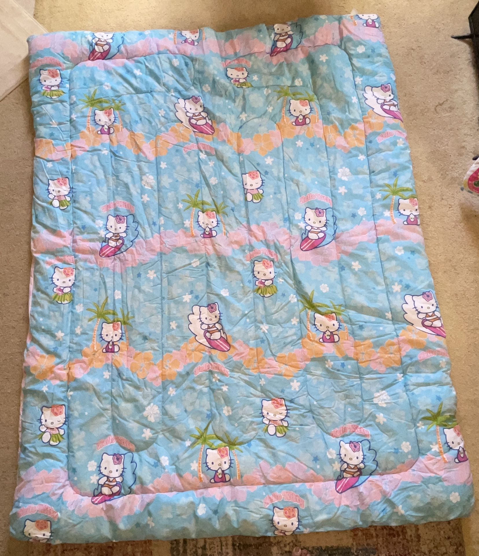HTF Sanrio Hello Kitty HAWAIIAN SURFING Reversible Twin XL Bedding Comforter