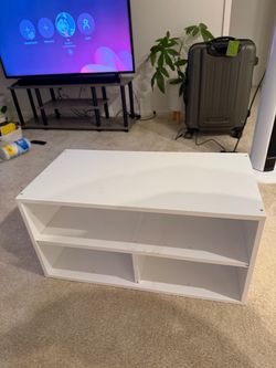 White Wood TV Stand / Storage Shelf Unit