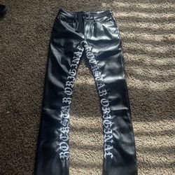 Black Leather Skinny Jeans Size 36