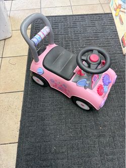 Pink Toddler Ride-On Toy Car with Push Handle